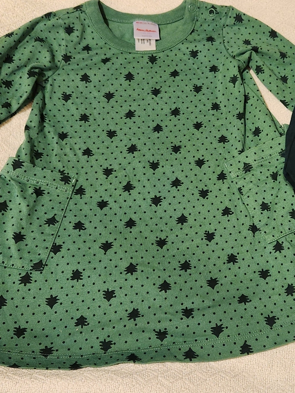 Hanna Andersson Green Dress with Black Tree & Dot Print